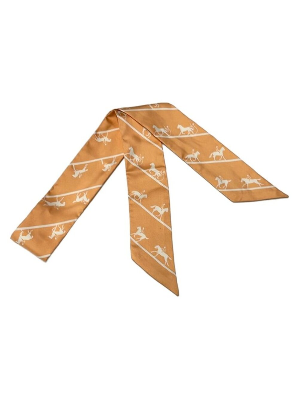 Hermes Scarf Twilly Light Brown White Horse